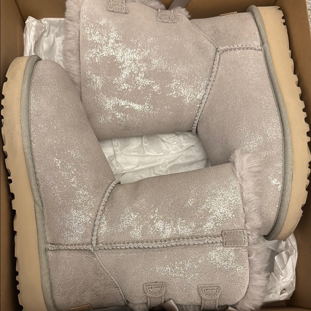 UGG Shimmer Grey Bailey Bow Boot Women’s